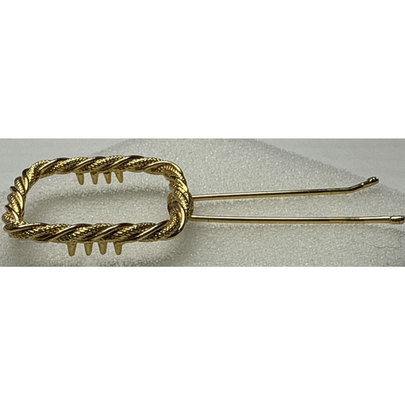 Vintage Twisted Rope Gold Tone Metal Hair Barrette Square - Picture 10 of 13